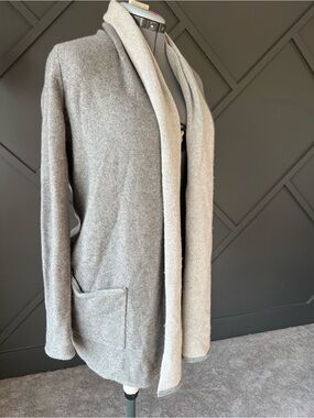 Babaton Gray Open-Front Shawl Collar Trench Cardigan